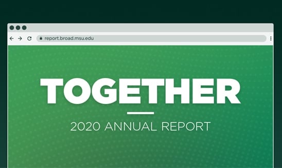 A graphic of an internet browser displaying the 2020 Annual Report, 'Together'.