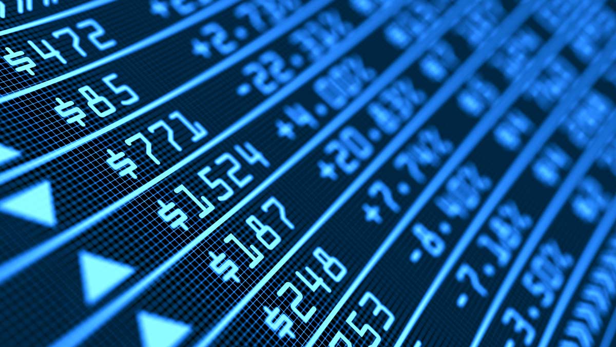 Stock price movements on a screen