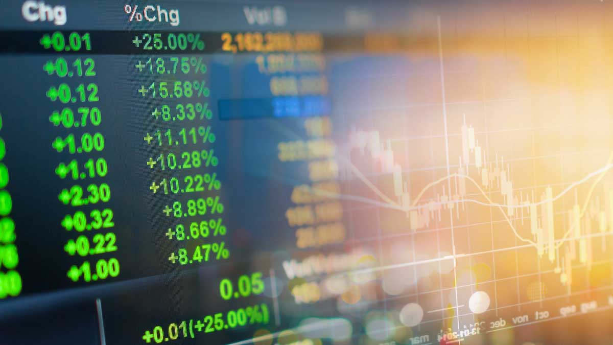 Financial data presented on video screen