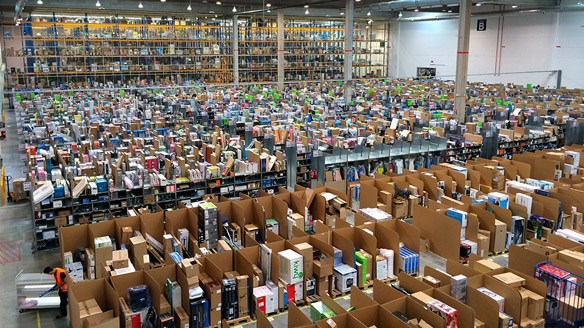 Thousands of items in cubbies at a fulfillment center