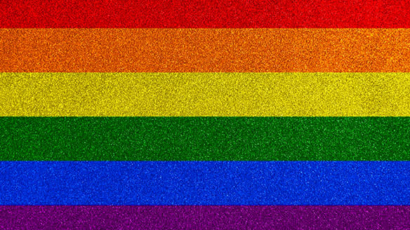The colors of the pride flag; red, orange, yellow, green, blue and purple