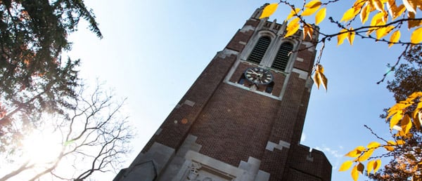 Beaumont Tower in the fall sunshine
