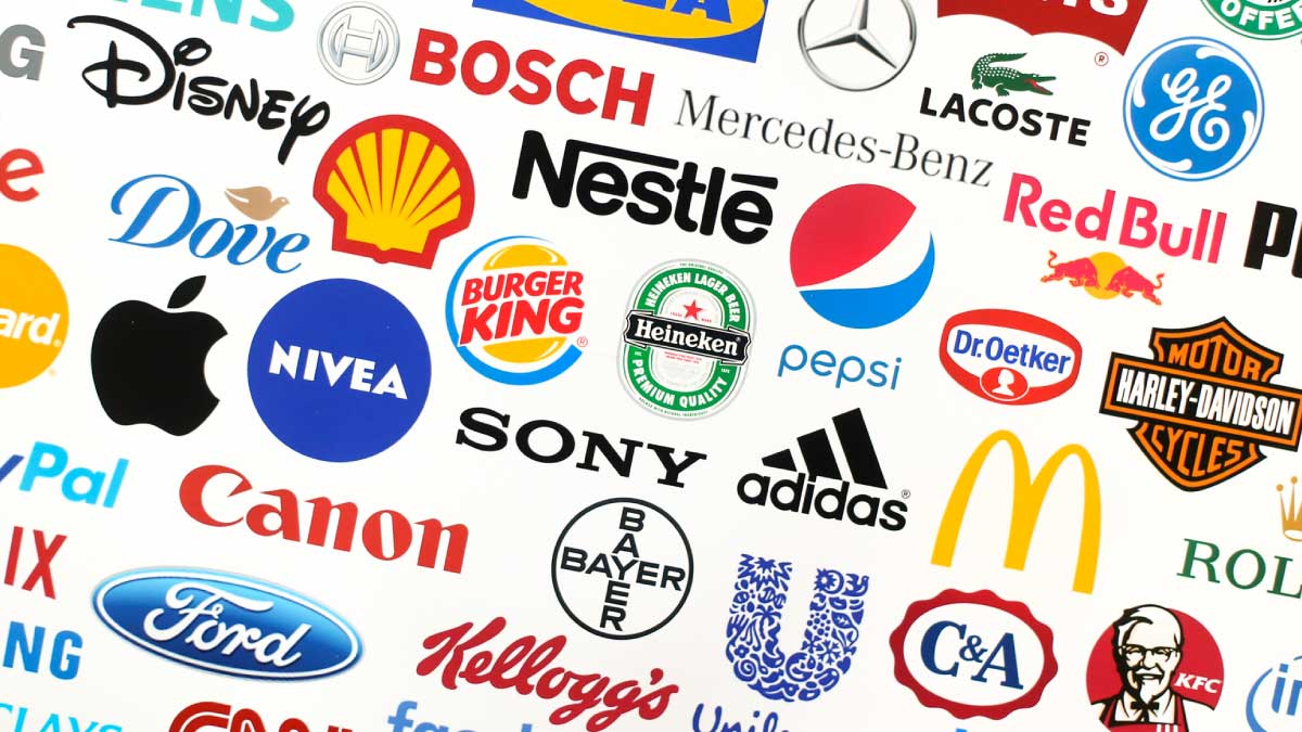 Mosaic of large brand logos