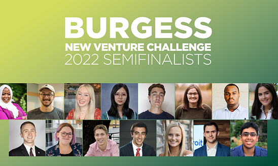 Burgess New Venture Challenge 2022 Semifinalists, with photos of 15 finalists