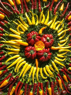 groentenmandala van pepers en paprika's