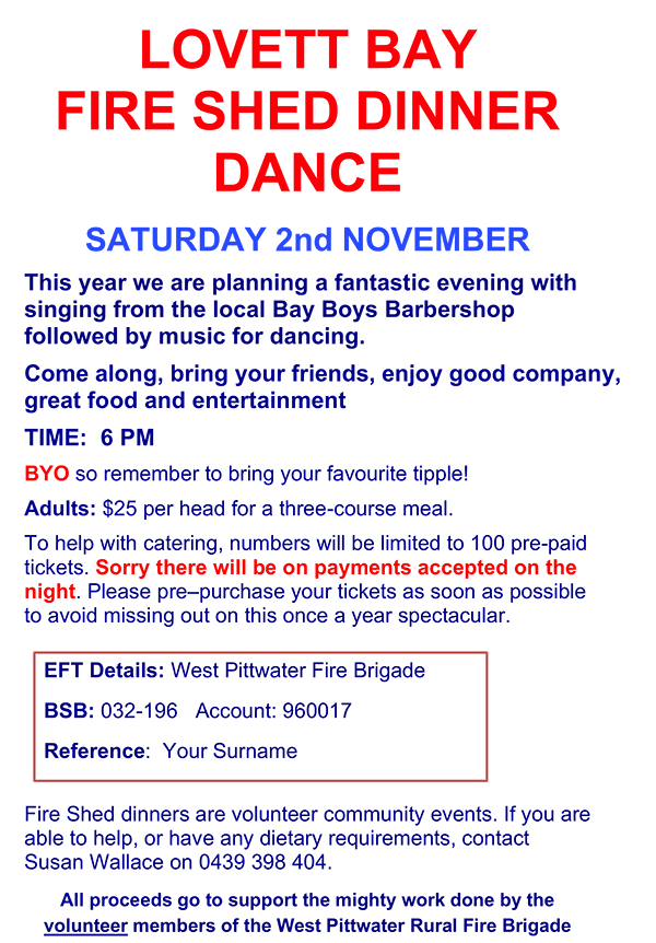 fire shed dinner dance