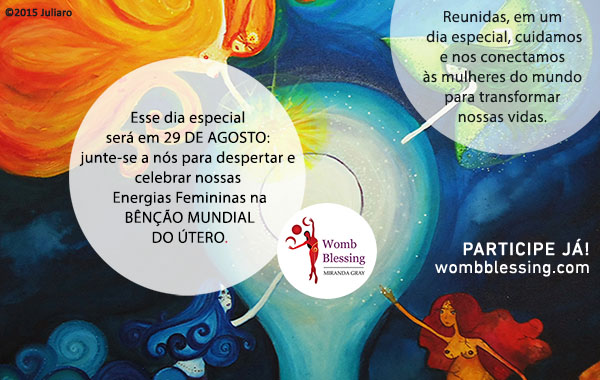 Reunidas, em um dia especial, cuidamos e nos conectamos às mulheres do mundo para transformar nossas vidas.
Esse dia especial será em 29 de agosto: junte-se a nós para despertar e celebrar nossas Energias Femininas na Bênção Mundial do Útero.
PARTICIPE JÁ!
http://www.mirandagray.co.uk/register.html